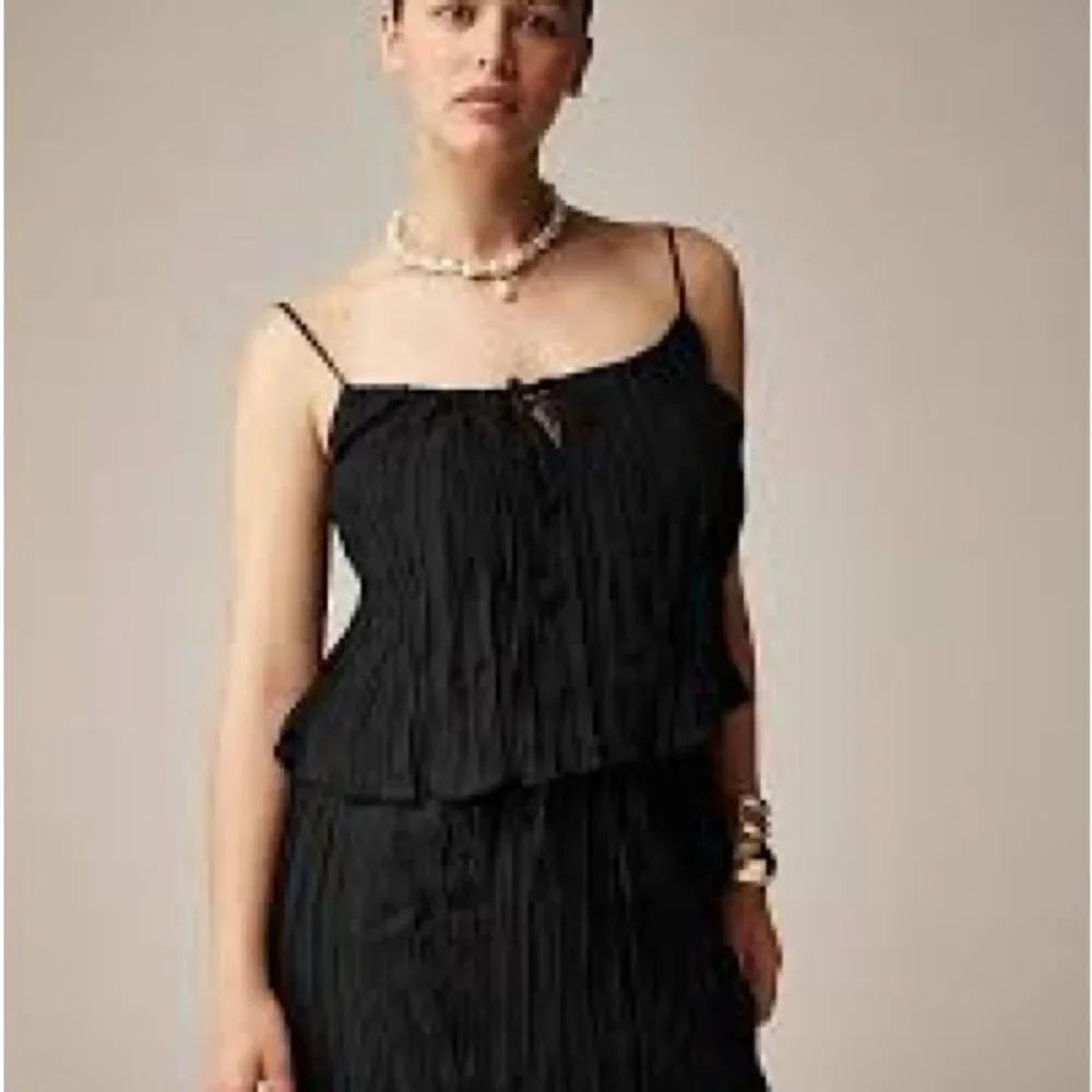 J. Crew Black Crinkle Tie Front Camisole